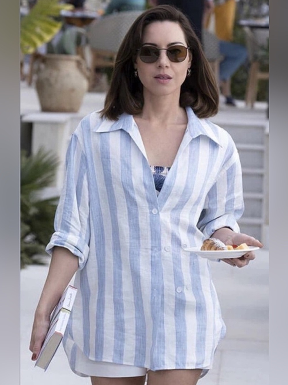 SANDRO Maggie Striped Linen-Blend Shirt
$285